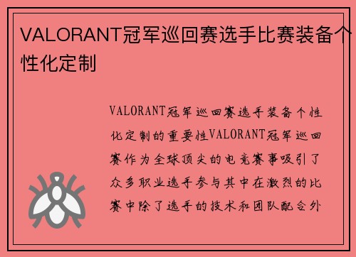 VALORANT冠军巡回赛选手比赛装备个性化定制